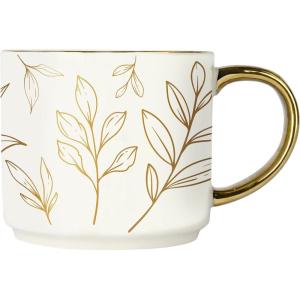 imageSweet Water Decor Gold Spiderwebs Mug 14oz Fine Bone China Coffee Cup with Gold Handle Cute Halloween Decorations for Home Spider Web Mug Fall Seasonal Decor Spooky Season Gifts for WomenGold Leaves