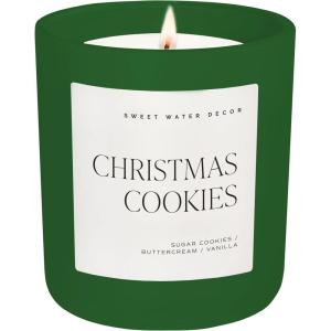 imageSweet Water Decor Warm and Cozy Candle Pine Cinnamon ampamp Fir Scented Winter Candles for Home Large 15oz Black Jar 70 Hour Burn Time NonToxic Soy Blend Wax Stocking Stuffer Made in The USAGreen