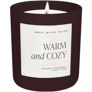 imageSweet Water Decor Warm and Cozy Candle Pine Cinnamon ampamp Fir Scented Winter Candles for Home Large 15oz Black Jar 70 Hour Burn Time NonToxic Soy Blend Wax Stocking Stuffer Made in The USABrown