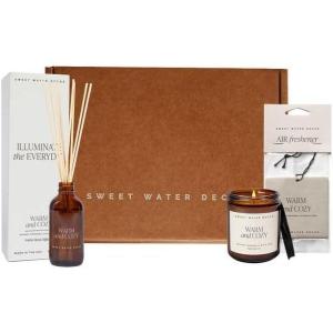 imageSweet Water Decor Gift Box Salt ampamp Sea Fragrance Set for Women 9oz Candle Reed Diffuser ampamp Air Freshener with Sea Salt Citrus Musk ampamp Amber Scent Notes House Warming Gifts for New Home ampamp ApartmentWarm  Cozy