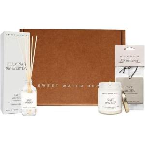 imageSweet Water Decor Gift Box Salt ampamp Sea Fragrance Set for Women 9oz Candle Reed Diffuser ampamp Air Freshener with Sea Salt Citrus Musk ampamp Amber Scent Notes House Warming Gifts for New Home ampamp ApartmentSalt  Sea