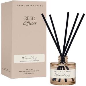 imageSweet Water Decor Warm and Cozy Reed Diffuser Set  Orange Cinnamon Clove and Pine Fall and Winter Scented Diffuser  Sandstone Diffusers for Home Long Lasting Fragrance Made in The USAWarm and Cozy