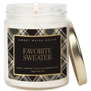 imageSweet Water Decor Christmas Tree Candle  Spruce Pine Needles and Evergreen Candles Scented Soy Candles for Home  Christmas Candle 9oz Clear Jar 40 Hour Burn Time Made in The USASweater Candle  Black Label