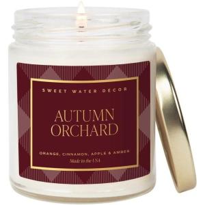 imageSweet Water Decor Christmas Tree Candle  Spruce Pine Needles and Evergreen Candles Scented Soy Candles for Home  Christmas Candle 9oz Clear Jar 40 Hour Burn Time Made in The USAAutumn Orchard  Red Label