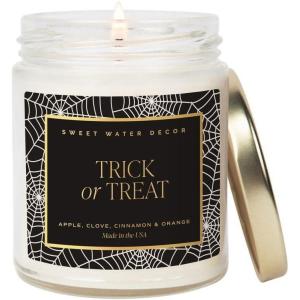 imageSweet Water Decor Christmas Tree Candle  Spruce Pine Needles and Evergreen Candles Scented Soy Candles for Home  Christmas Candle 9oz Clear Jar 40 Hour Burn Time Made in The USATrick or Treat  Black Label