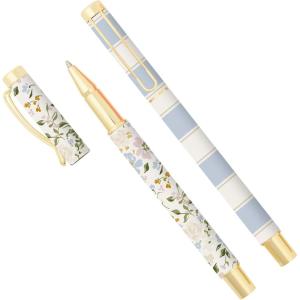 imageSweet Water Decor Mr and Mrs Wedding Pen Set 2 Piece Ballpoint Pens with Gold Accents Black and Grey Delft Design Medium Black Ink Perfect for Guest Book Engagement Bridal Shower Newlywed GiftFloral 2 Set