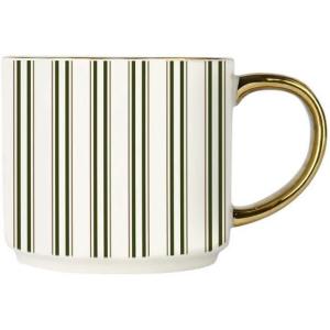 imageSweet Water Decor Red Stripe Coffee Mug 14oz China Christmas Mug with Gold Handle Large Holiday Winter Cup for Coffee Tea ampamp Hot Chocolate Stocking Stuffer Gifts for WomenGreen Stripes