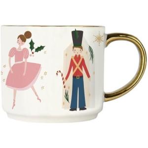 imageSweet Water Decor Red Stripe Coffee Mug 14oz China Christmas Mug with Gold Handle Large Holiday Winter Cup for Coffee Tea ampamp Hot Chocolate Stocking Stuffer Gifts for WomenNutcracker