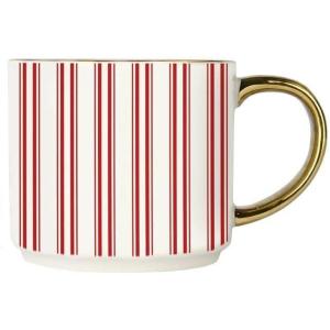 imageSweet Water Decor Red Stripe Coffee Mug 14oz China Christmas Mug with Gold Handle Large Holiday Winter Cup for Coffee Tea ampamp Hot Chocolate Stocking Stuffer Gifts for WomenRed Stripes