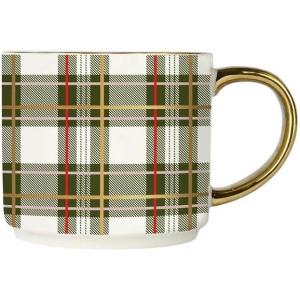 imageSweet Water Decor Red Stripe Coffee Mug 14oz China Christmas Mug with Gold Handle Large Holiday Winter Cup for Coffee Tea ampamp Hot Chocolate Stocking Stuffer Gifts for WomenGreen Plaid