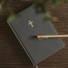 image:imageSweet Water Decor Bible Study Journal with Ribbon Bookmark Notebook for Church Sermon Notes 112 Ruled Pages for Writing Grey Fabric Hardcover with Gold Foil Christian Gift for WomenBible Study