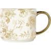 image:imageSweet Water Decor Blue Fan Ceramic Mug with Gold Handle Large 14oz Fine Bone China Tea Cup Cute Coffee Mug Vintage Floral Spring Drinkware Hostess amp Housewarming Gift for Women amp TeachersWhite with Gold Accents