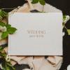 image:imageSweet Water Decor Wedding Guest Book  Elegant Tan Fabric Cover with Gold Foil Details 92 x 72 100 Unlined Sheets 200 Pages Ribbon Bookmark Ideal for Spring Weddings and Special EventsWedding Guest Book