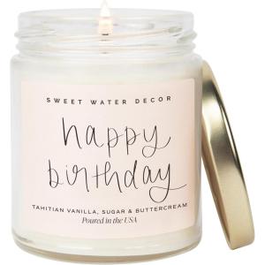 image:imageSweet Water Decor Be Still and Know Candle Sea Salt Jasmine Cream and Wood Scented Soy Wax Candle for Home Christian Gift for Women 9oz Clear Jar 40 Hour Burn Time Made in the USAHappy Birthday