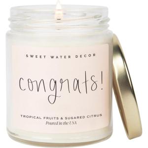 image:imageSweet Water Decor Be Still and Know Candle Sea Salt Jasmine Cream and Wood Scented Soy Wax Candle for Home Christian Gift for Women 9oz Clear Jar 40 Hour Burn Time Made in the USACongrats