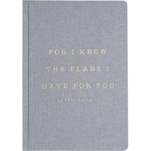 image:imageSweet Water Decor Bible Study Journal with Ribbon Bookmark Notebook for Church Sermon Notes 112 Ruled Pages for Writing Grey Fabric Hardcover with Gold Foil Christian Gift for WomenFor I Know The Plans I Have For You