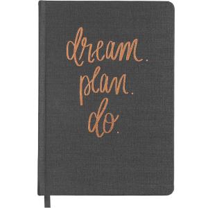 image:imageSweet Water Decor Bible Study Journal with Ribbon Bookmark Notebook for Church Sermon Notes 112 Ruled Pages for Writing Grey Fabric Hardcover with Gold Foil Christian Gift for WomenDream Plan Do