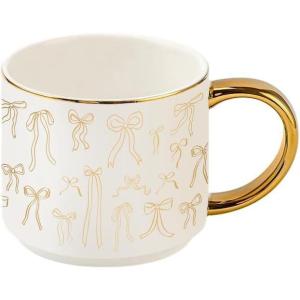 image:imageSweet Water Decor Blue Fan Ceramic Mug with Gold Handle Large 14oz Fine Bone China Tea Cup Cute Coffee Mug Vintage Floral Spring Drinkware Hostess amp Housewarming Gift for Women amp TeachersGold Bows