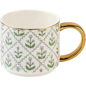 image:imageSweet Water Decor Blue Fan Ceramic Mug with Gold Handle Large 14oz Fine Bone China Tea Cup Cute Coffee Mug Vintage Floral Spring Drinkware Hostess amp Housewarming Gift for Women amp TeachersFloral Quilted