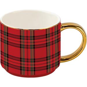 image:imageSweet Water Decor Blue Fan Ceramic Mug with Gold Handle Large 14oz Fine Bone China Tea Cup Cute Coffee Mug Vintage Floral Spring Drinkware Hostess amp Housewarming Gift for Women amp TeachersRed Plaid
