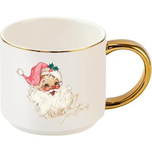 image:imageSweet Water Decor Blue Fan Ceramic Mug with Gold Handle Large 14oz Fine Bone China Tea Cup Cute Coffee Mug Vintage Floral Spring Drinkware Hostess amp Housewarming Gift for Women amp TeachersSanta