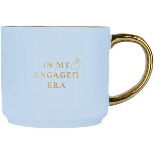 image:imageSweet Water Decor Blue Fan Ceramic Mug with Gold Handle Large 14oz Fine Bone China Tea Cup Cute Coffee Mug Vintage Floral Spring Drinkware Hostess amp Housewarming Gift for Women amp TeachersIn My Engaged Era