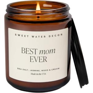 image:imageSweet Water Decor Boy Mama Candle NonToxic Soy Wax Palo Santo Scent Patchouli Lavender Cedarwood amp Vanilla 15oz Blue Matte Jar 70 Hour Burn Time Gift for New Mom Mothers Day amp Baby ShowerBest Mom Ever