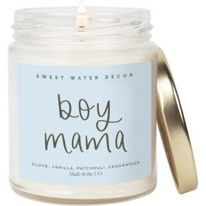 image:imageSweet Water Decor Boy Mama Candle NonToxic Soy Wax Palo Santo Scent Patchouli Lavender Cedarwood amp Vanilla 15oz Blue Matte Jar 70 Hour Burn Time Gift for New Mom Mothers Day amp Baby ShowerBoy Mama
