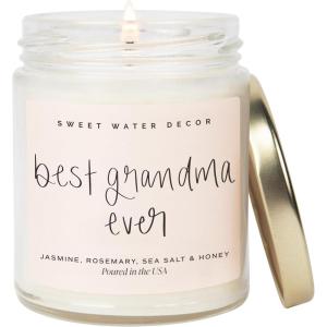 image:imageSweet Water Decor Boy Mama Candle NonToxic Soy Wax Palo Santo Scent Patchouli Lavender Cedarwood amp Vanilla 15oz Blue Matte Jar 70 Hour Burn Time Gift for New Mom Mothers Day amp Baby ShowerBest Grandma Ever