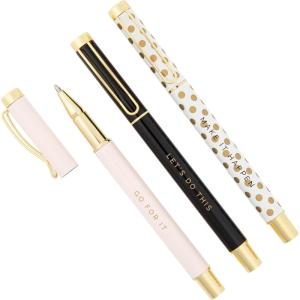 image:imageSweet Water Decor Elegant Gold Metal Pen Set Refillable Black Ink Ballpoint Pens for Home Office amp School Chic Desk Accessories for Women Cute Journaling amp Writing Gift for Teachers and StudentsInspirational Set