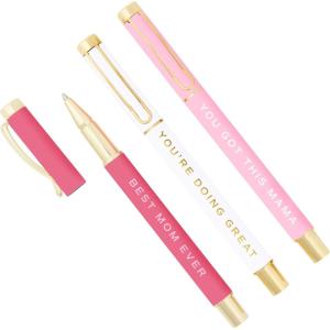 image:imageSweet Water Decor Elegant Gold Metal Pen Set Refillable Black Ink Ballpoint Pens for Home Office amp School Chic Desk Accessories for Women Cute Journaling amp Writing Gift for Teachers and StudentsBest Mom Ever Set