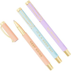 image:imageSweet Water Decor Elegant Gold Metal Pen Set Refillable Black Ink Ballpoint Pens for Home Office amp School Chic Desk Accessories for Women Cute Journaling amp Writing Gift for Teachers and StudentsBe Mindful Set