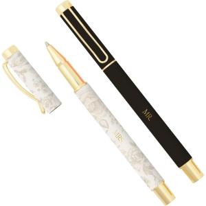 image:imageSweet Water Decor Elegant Gold Metal Pen Set Refillable Black Ink Ballpoint Pens for Home Office amp School Chic Desk Accessories for Women Cute Journaling amp Writing Gift for Teachers and StudentsMr and Mrs