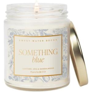 image:imageSweet Water Decor Something Blue Candle NonToxic Soy Wax with Lemon Cedarwood Cinnamon Vetiver Amber amp Musk 15 oz Jar 70 Hours Burn Time  Bridal Shower Decoration and Gift for Future WifeSomething Blue