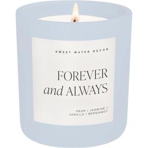 image:imageSweet Water Decor Something Blue Candle NonToxic Soy Wax with Lemon Cedarwood Cinnamon Vetiver Amber amp Musk 15 oz Jar 70 Hours Burn Time  Bridal Shower Decoration and Gift for Future WifeForever and Always  Blue Jar