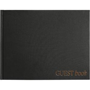 image:imageSweet Water Decor Wedding Guest Book  Elegant Tan Fabric Cover with Gold Foil Details 92 x 72 100 Unlined Sheets 200 Pages Ribbon Bookmark Ideal for Spring Weddings and Special EventsBlack Modern Guest Book