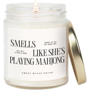 image:imageSweet Water Decor Patriotic Candle Smells Like Stars and Stripes 4th of July Decoration Apple Maple Bourbon Scented NonToxic Soy Wax Candle 9oz Glass Jar 40 Hour Burn Time Poured in the USASmells Like Shes Playing Mahjong