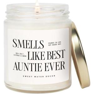 image:imageSweet Water Decor Patriotic Candle Smells Like Stars and Stripes 4th of July Decoration Apple Maple Bourbon Scented NonToxic Soy Wax Candle 9oz Glass Jar 40 Hour Burn Time Poured in the USASmells Like Best Auntie Ever