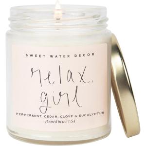 image:imageSweet Water Decor Mahjong Candle Mahjong Gifts for Women 9oz Jar with Gold Lid 40 Hour Burn Time NonToxic Soy Wax Candle Scent Notes of Sea Salt Citrus Musk amp Amber Unique Game Night DecorRelax Girl