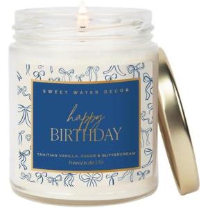 image:imageSweet Water Decor Mahjong Candle Mahjong Gifts for Women 9oz Jar with Gold Lid 40 Hour Burn Time NonToxic Soy Wax Candle Scent Notes of Sea Salt Citrus Musk amp Amber Unique Game Night DecorHappy Birthday  Blue Bows