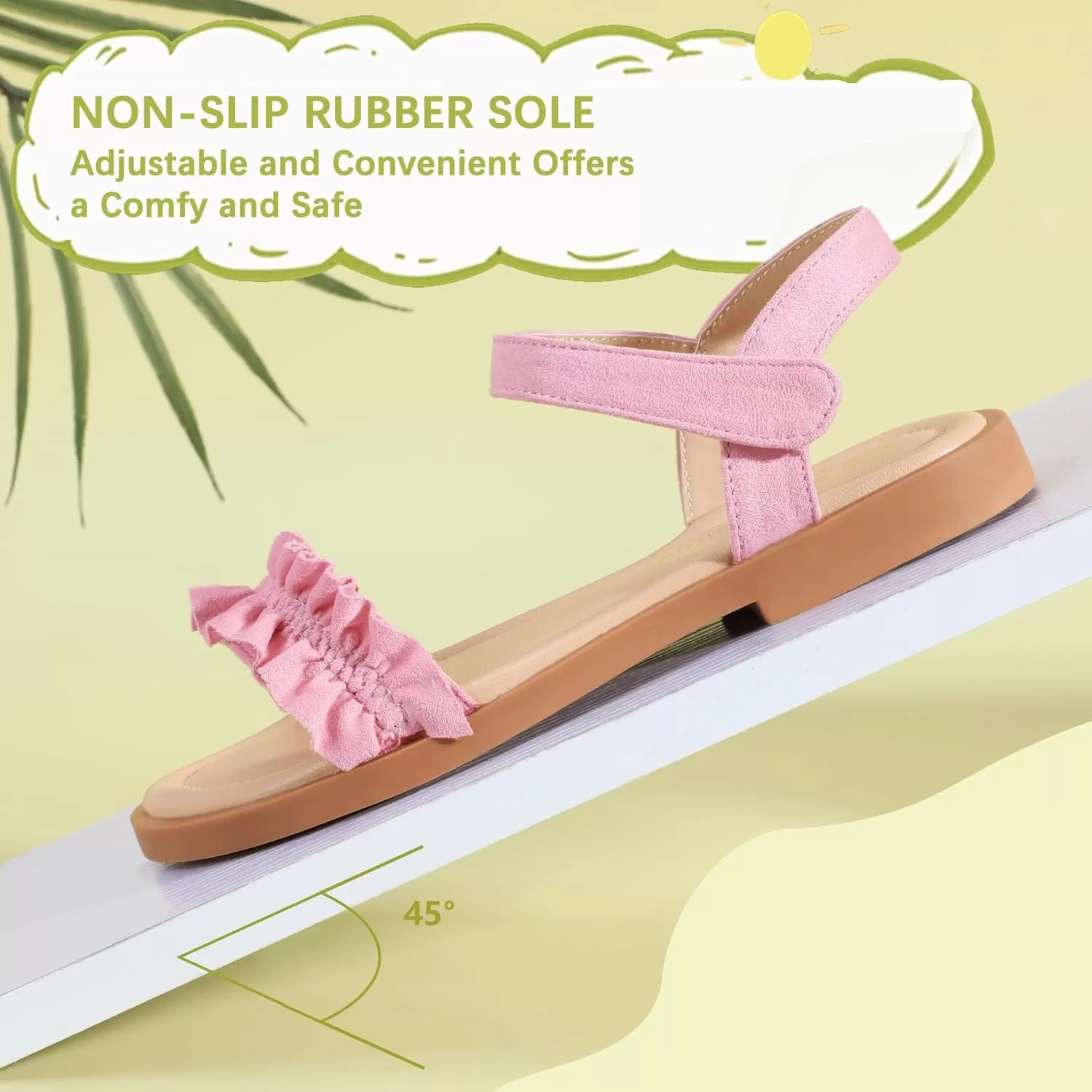 imagePANDANINJIA Girls Sandals Open Toe Cute Bow Princess Girls Flats Sparkly Summer Dress Shoes Sandals for ToddlerLittle KidBig KidTra Pink