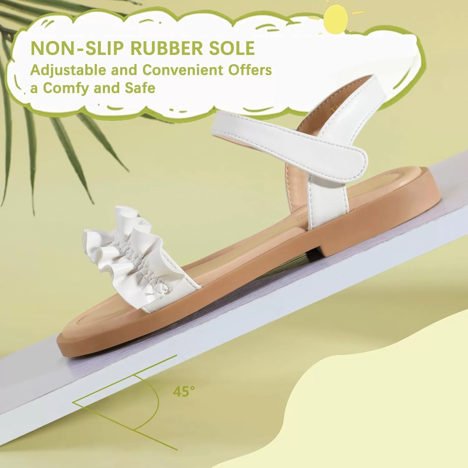 imagePANDANINJIA Girls Sandals Open Toe Cute Bow Princess Girls Flats Sparkly Summer Dress Shoes Sandals for ToddlerLittle KidBig KidTra White Pu