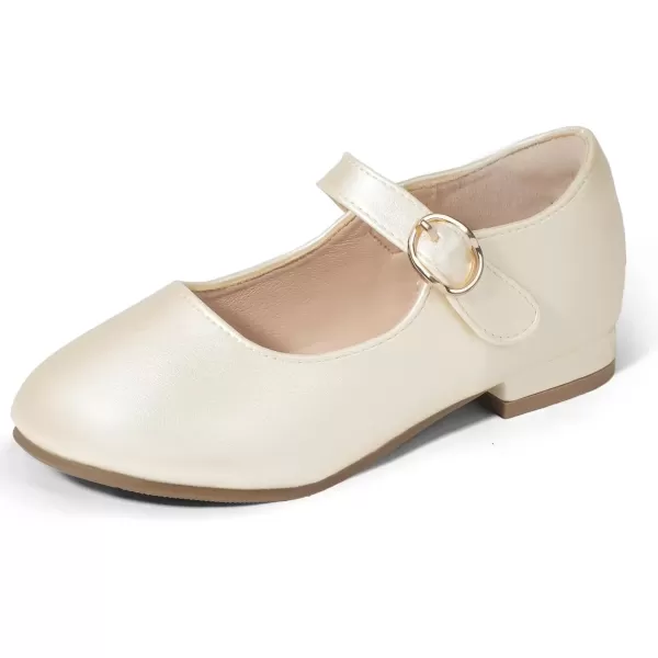 imagePANDANINJIA Girls Dress Shoes Patent Ballerina Flats Toddler Little Big Kid Mary Jane Low Heels ShoesChampagnepu