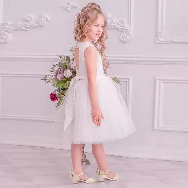 imagePANDANINJIA Wendy Girls Heels Dress Shoes Flower Girl Mary Jane Sandals Wedding Party Princess Shoes for Toddler Little Kid Big KidChampagne Pu