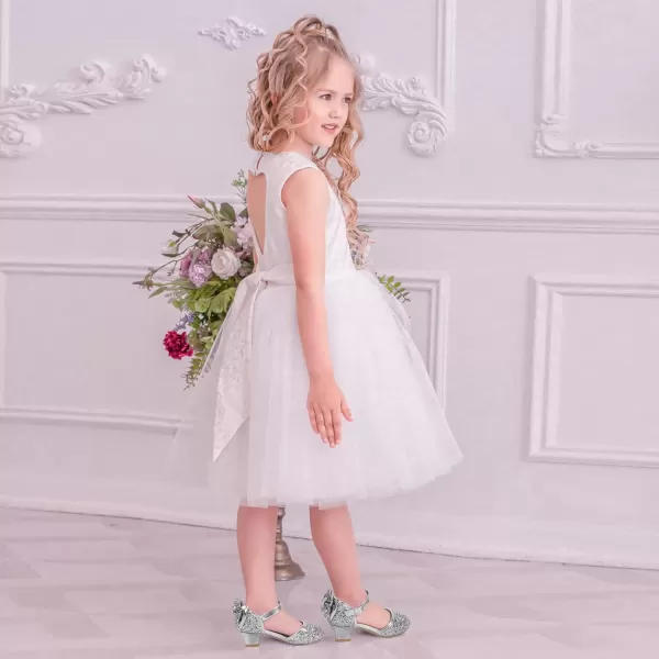 imagePANDANINJIA Wendy Girls Heels Dress Shoes Flower Girl Mary Jane Sandals Wedding Party Princess Shoes for Toddler Little Kid Big KidSilver Sequin
