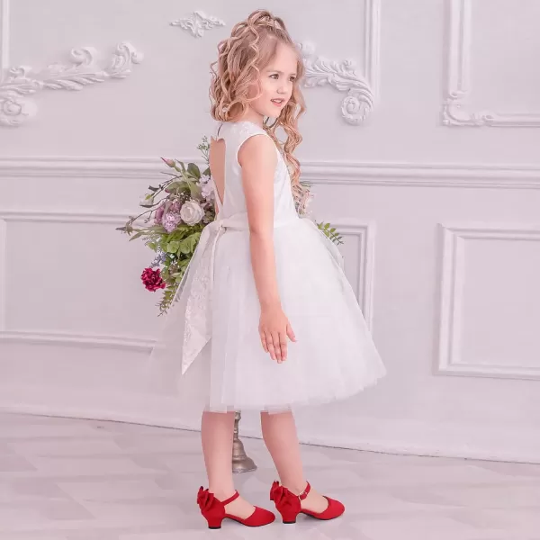 imagePANDANINJIA Wendy Girls Heels Dress Shoes Flower Girl Mary Jane Sandals Wedding Party Princess Shoes for Toddler Little Kid Big KidW Red Suede