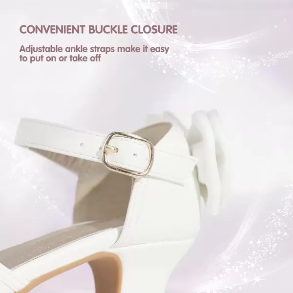 imagePANDANINJIA Wendy Girls Heels Dress Shoes Flower Girl Mary Jane Sandals Wedding Party Princess Shoes for Toddler Little Kid Big KidWhite Pu