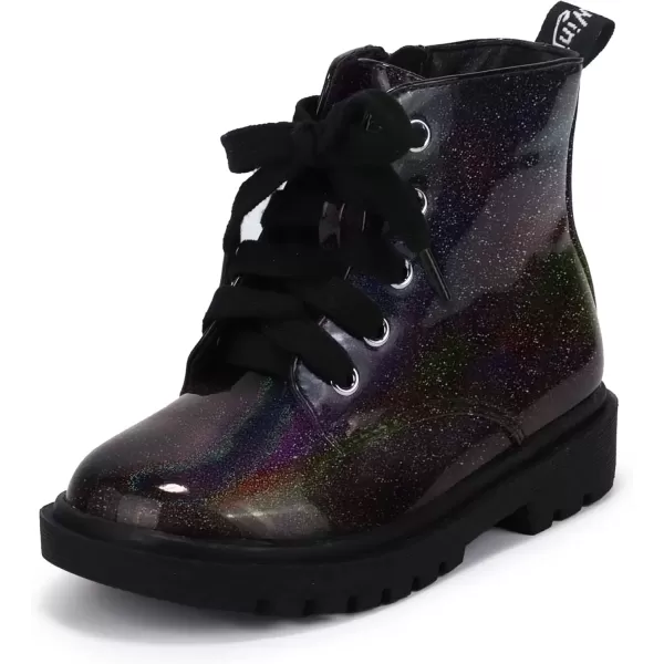 imagePANDANINJIA Christina Boys Girls Short Ankle Boots Fashion Dress Booties Waterproof Combat Shoes with Zipper for Toddler Little KidBlack Bright