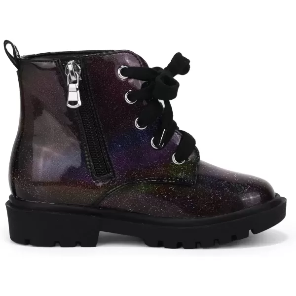imagePANDANINJIA Christina Boys Girls Short Ankle Boots Fashion Dress Booties Waterproof Combat Shoes with Zipper for Toddler Little KidBlack Bright