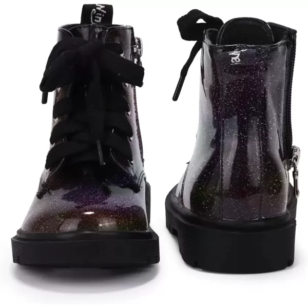 imagePANDANINJIA Christina Boys Girls Short Ankle Boots Fashion Dress Booties Waterproof Combat Shoes with Zipper for Toddler Little KidBlack Bright
